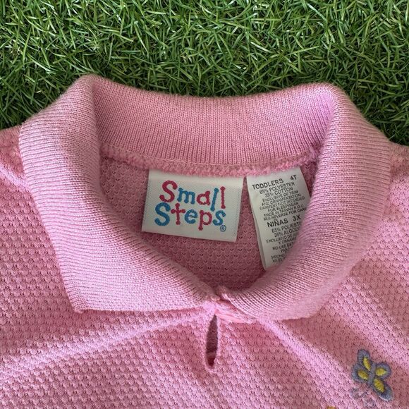 Vintage Small Steps Infant Shirt Size 4T Pink Ruffle Embroidered Flower - Picture 3 of 6